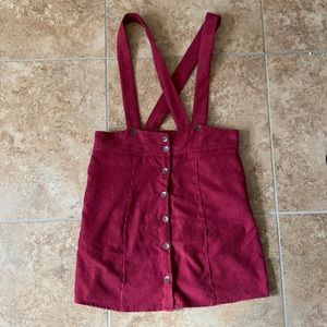 Shein cross-back burgundy corduroy jumper.